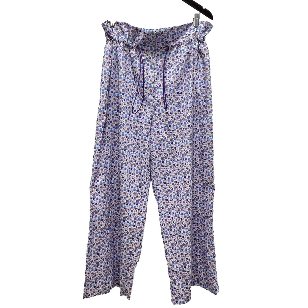 The Label Edition Zoe Floral Wide Leg Violet Pant Size Medium